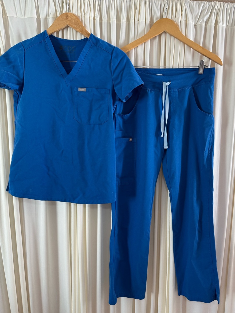 Figs Scrub Set Royal Blue Women's Catarina Top XXS Kade Bottoms XS/P
